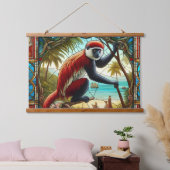 RODE COLOBUS AAP ,WALL TAPIJT HANGEND WANDKLEED (Slaapkamer)