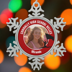Rode Color Guard Foto Hoge School Danser Tin Sneeuwvlok Ornament