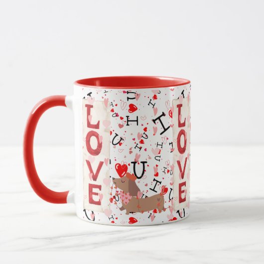Rode Combo Mok Valentijnsliefde Hondendesign (Links)