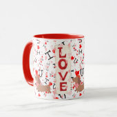 Rode Combo Mok Valentijnsliefde Hondendesign (Voorkant links)