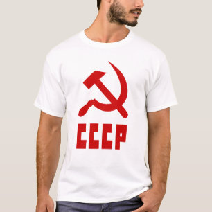 Rode communist CCCP Russisch Hammer en Sickle T-shirt