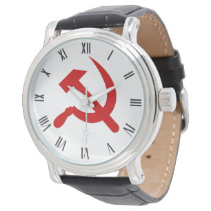 Rode communistische hamer en sikkel horloge