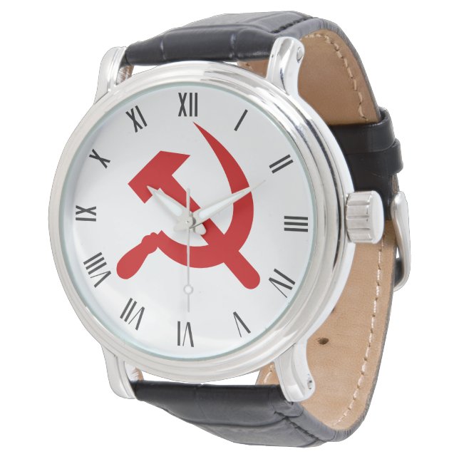 Rode communistische hamer en sikkel horloge (Gekanteld)