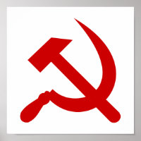Rode communistische hamer en sikkel