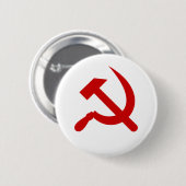 Rode communistische hamer en sikkel ronde button 5,7 cm (Voorkant /achterkant)