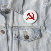 Rode communistische hamer en sikkel ronde button 5,7 cm (In situ)