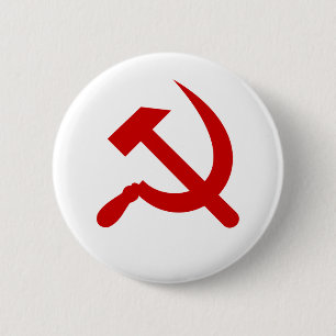 Rode communistische hamer en sikkel ronde button 5,7 cm