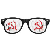 Rode communistische hamer en sikkelsymbool retro zonnebril (Voorkant)