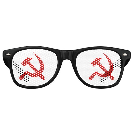 Rode communistische hamer en sikkelsymbool retro zonnebril (Voorkant)