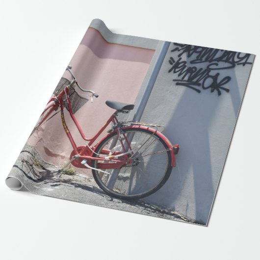 RODE COMMUTER BIKE OP DE WEG CADEAUPAPIER (Uitgerold)
