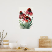 Rode Coneflowers Art Print Poster (Keuken)