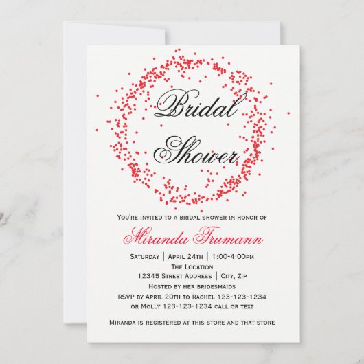 Rode Confetti - Bridal Shower Invitation Kaart (Voorkant)