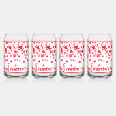 Rode Confetti harten gepersonaliseerde Valentijn Blikvorm Glas (Voorkant)