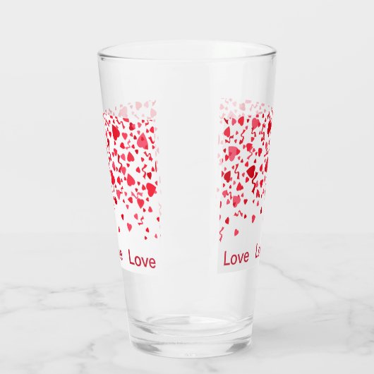 Rode Confetti Harten Liefde Valentijnsdag Glas (Links)