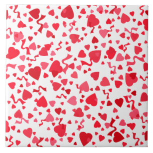 Rode confetti harten ontwerp tegeltje