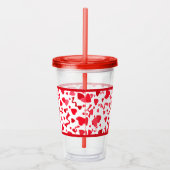 Rode Confetti harten patroon Acryl Drinkbeker (Rechts)