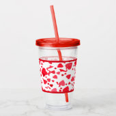 Rode Confetti harten patroon Acryl Drinkbeker (Links)