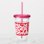 Rode Confetti Harten Patroon Gepersonaliseerd Acryl Drinkbeker (Rechts)