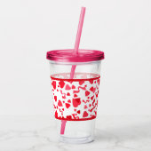 Rode Confetti Harten Patroon Gepersonaliseerd Acryl Drinkbeker (Achterkant)