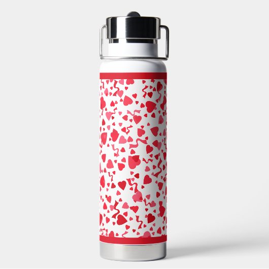 Rode Confetti harten Waterfles (Achterkant)