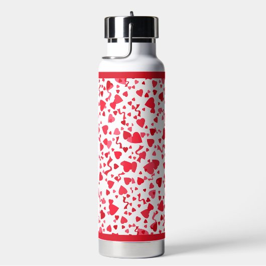 Rode Confetti harten Waterfles (Rechts)