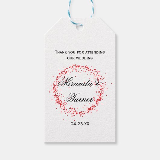 Rode Confetti Trouw Dank Je - Cadeaubijsluiter Cadeaulabel (Voorkant)