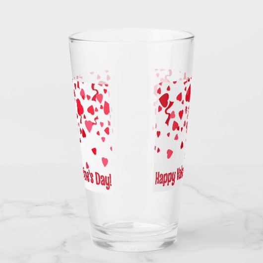 Rode Confetti Valentijn harten gepersonaliseerd Glas (Links)