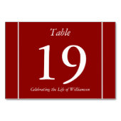 Rode, conservatieve, low-key tabelnummerkaart kaart (Achterkant)