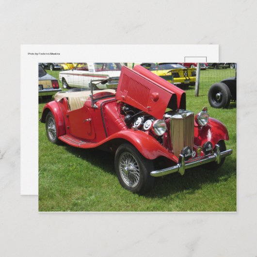 Rode  converteerbaar briefkaart (Voorkant / Achterkant)