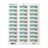 Rode converteerbare auto met kerstboomklep etiket (Full Sheet)