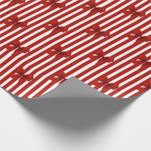 Rode Coquette Bogen & Strepen Cadeaupapier (Hoek)