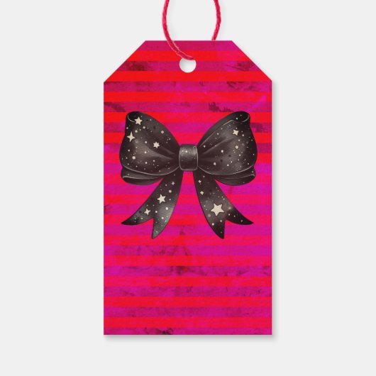 Rode Coquette boog Halloween Cadeaulabel (Achterkant)