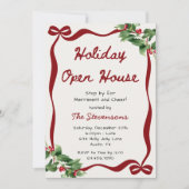 Rode Coquette Boog Kerstvakantie Open Huis Kaart (Voorkant)
