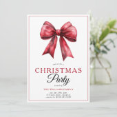 Rode Coquette Boog Script Kerstboom Party Kaart (Staand voorkant)