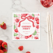 Rode Coquette Bow Cherry eerste verjaardagsfeestje Servet (Insitu)