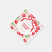 Rode Coquette Bow Cherry eerste verjaardagsfeestje Servet (Hoek)