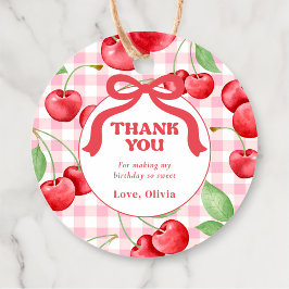 Rode Coquette Bow Cherry Verjaardagsfeest Dank u Bedankjes Labels