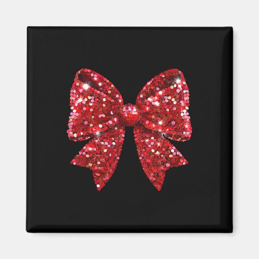 Rode Coquette Bow Disco Ball Kerstvakantie Vrouwen Magneet (Voorkant)