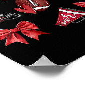 Rode Coquette Bow Football Spel Dag Vrouwen Meisje Poster (Hoek)