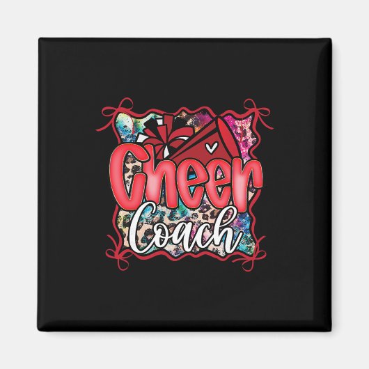 Rode Coquette Cheer Coach Vader Cheerleading Pom M Magneet (Voorkant)