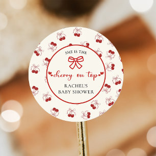 Rode Coquette Cherry Baby shower Sticker