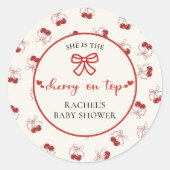 Rode Coquette Cherry Baby shower Sticker (Voorkant)