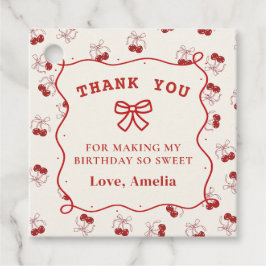 Rode Coquette Cherry Verjaardag Favoriet Tags Bedankjes Labels