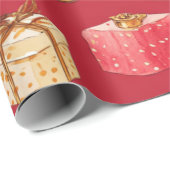 Rode Coquette Kerst Glam Patroon Cadeaupapier (Rol Hoek)