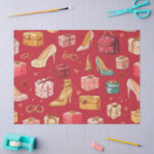 Rode Coquette Kerst Glam Patroon Tissuepapier (Craft)