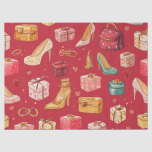 Rode Coquette Kerst Glam Patroon Tissuepapier