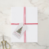 Rode Coquette Kerstboom Feest Cadeaulabel (Met Touw)