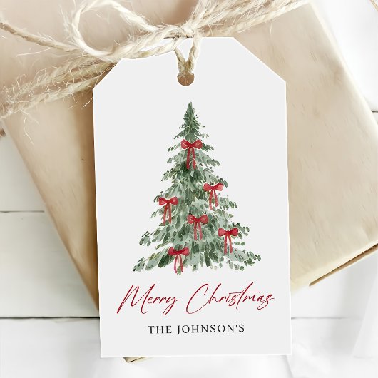 Rode Coquette Kerstboom Feest Cadeaulabel