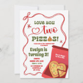 Rode Coquette Love You Two Pizzas 2e Verjaardagsme Kaart (Voorkant)