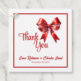 Rode Coquette Ribbon Bow Dank u Wedding Favoriet Bedankjes Labels